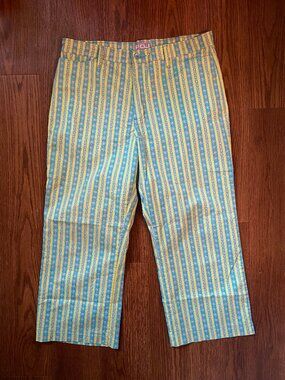 Vintage FDJ French Dressing Striped Suzanne Straight Crop Pants 16